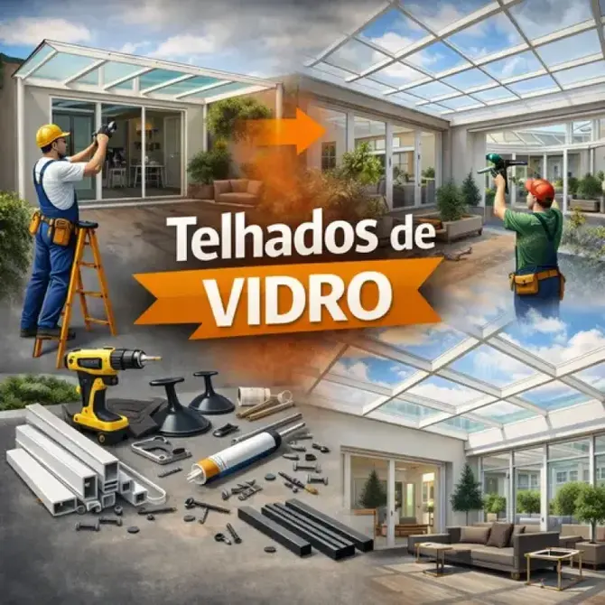 Telhado de Vidro para Sacada em Alumínio